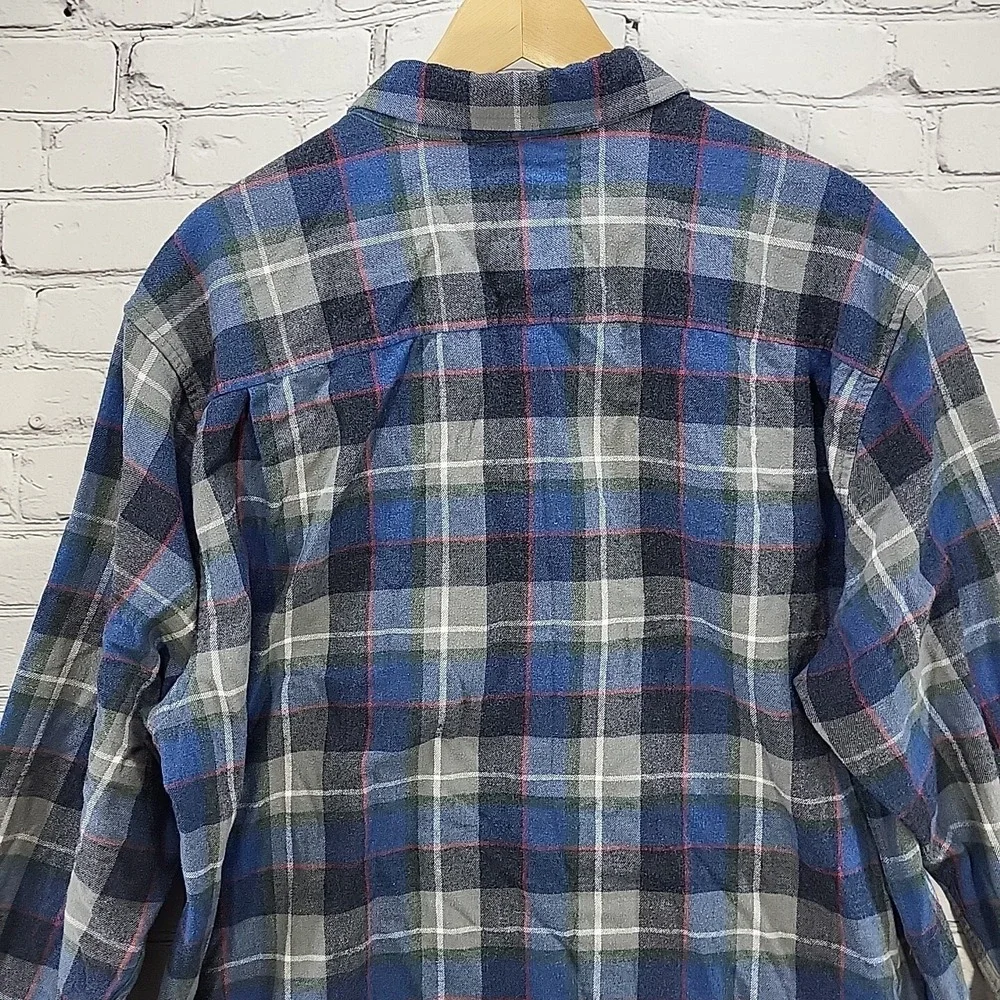 Weatherproof Vintage Flannel Shirt Mens XXL Blue Gray‎ Plaid Button Front